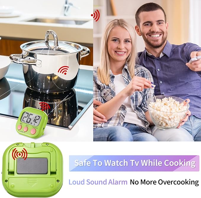 Macarrie 48 Pcs Digital Kitchen Timer Bulk Small Magnetic Backing Stand Timer Clock Loud Alarm LCD Display Electronic Minute Second Count up Countdown Alarm for Teacher Classroom Cooking Baking-GravixFit