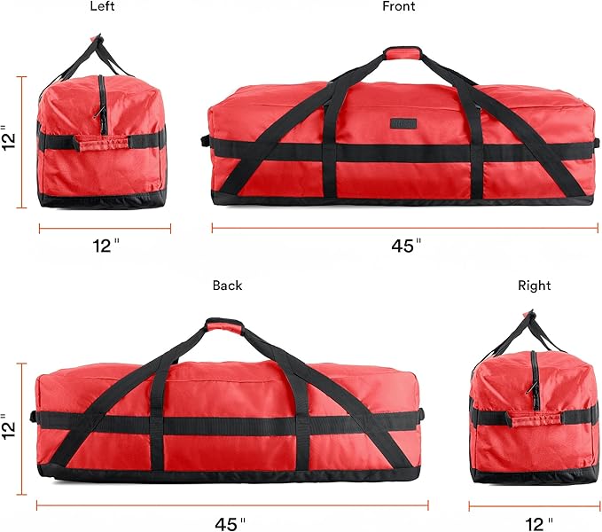 Fitdom 106L 45" Heavy Duty Extra Large Duffle with Upgrade Zipper, Durable & Water Resistant. Perfect as Camping Travel Storage Tent Storage Sports Equipment Bag For Coaches & More-GravixFit