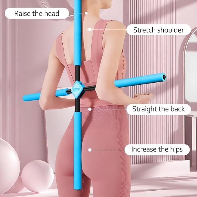 Back Straightener Posture Corrector|Yoga Stick Stretching Tool for Women and Men|Portable Posture Corrector Pole,Stretch Mobility Stick, Physical Workout Exercise Dowel-GravixFit