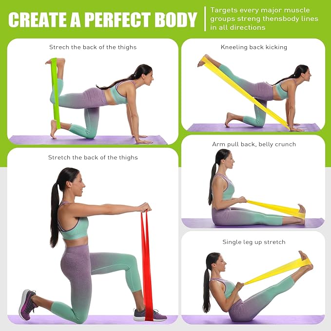 Resistance Bands, Exercise Bands, Physical Therapy Bands for Strength Training, Yoga, Pilates, Stretch Elastic Band with Different Strengths, Workout Bands for Home Gym-GravixFit