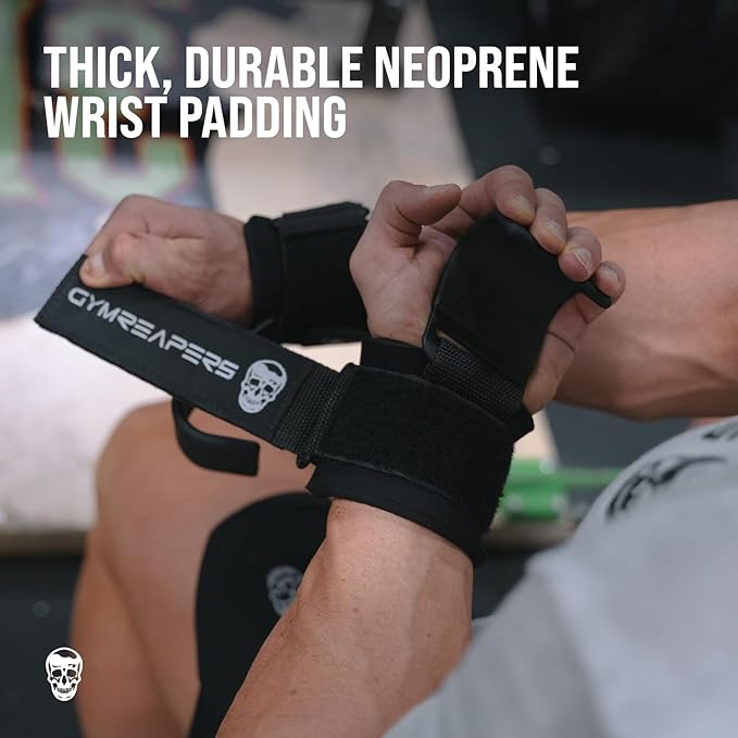 Gymreapers Weight Lifting Hooks (Pair), Heavy Duty Power Wrist Straps Hand Grip Support For Deadlifts, Pull Ups, Shrugs - Gym Gloves For Men and Women-GravixFit