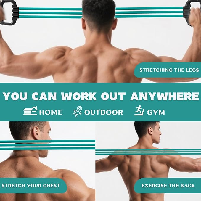 6-Pipe Chest Expander & Shoulder Stretcher - Adjustable Detachable Resistance Tubes for Home Gym, Rehab, Strength Training + Easy Workout Guide (Men/Women)-GravixFit