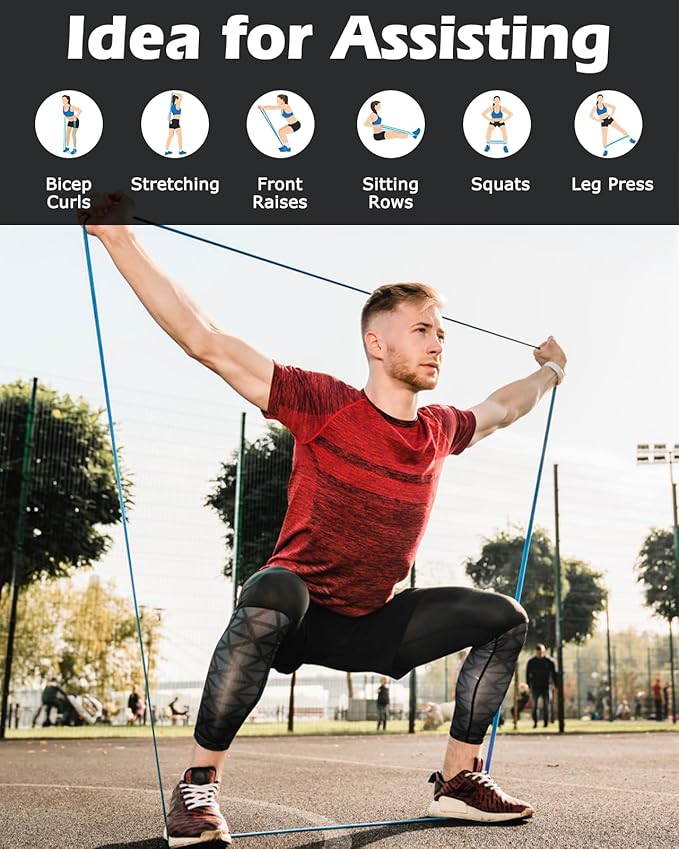 Zacro Resistance Bands, 6 Resistance Levels Pull Up Assistance Bands, Exercise Bands for Men&Women, Heavy Duty Resistance Band Set with Door Anchor, for Working Out, Muscle Training, Physical Therapy-GravixFit