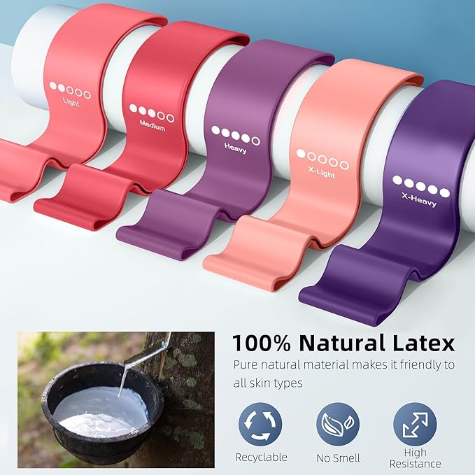 Resistance Bands for Working Out, Elastic Exercice Loop Bands for Physical Therapy, Yoga Starter Set of Stretch Bands for Booty Legs, Pilates Flexbands-GravixFit