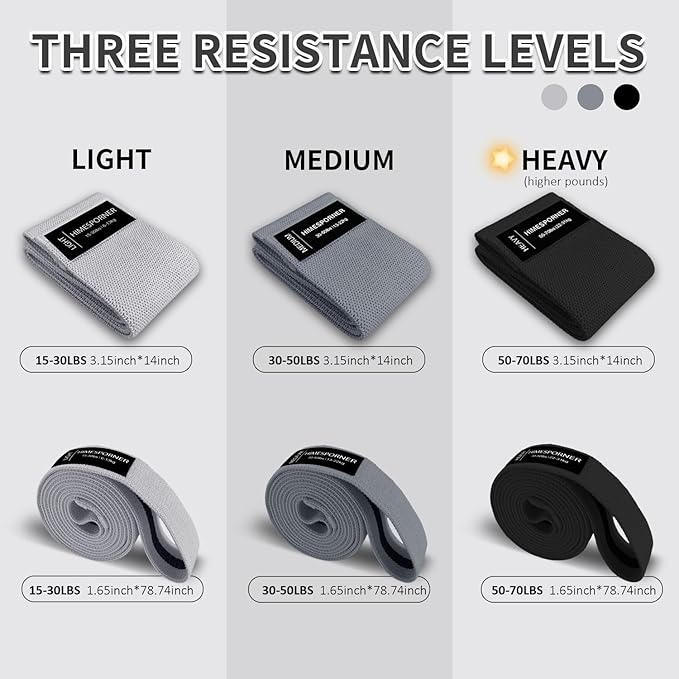 Wide Fabric Resistance Bands Set for Working Out, Non-Slip Exercise Booty Bands for Women & Men Leg and Glutes with Hair Ties and Tape Measure - for Home Gym Workout, Yoga, Pilates-GravixFit