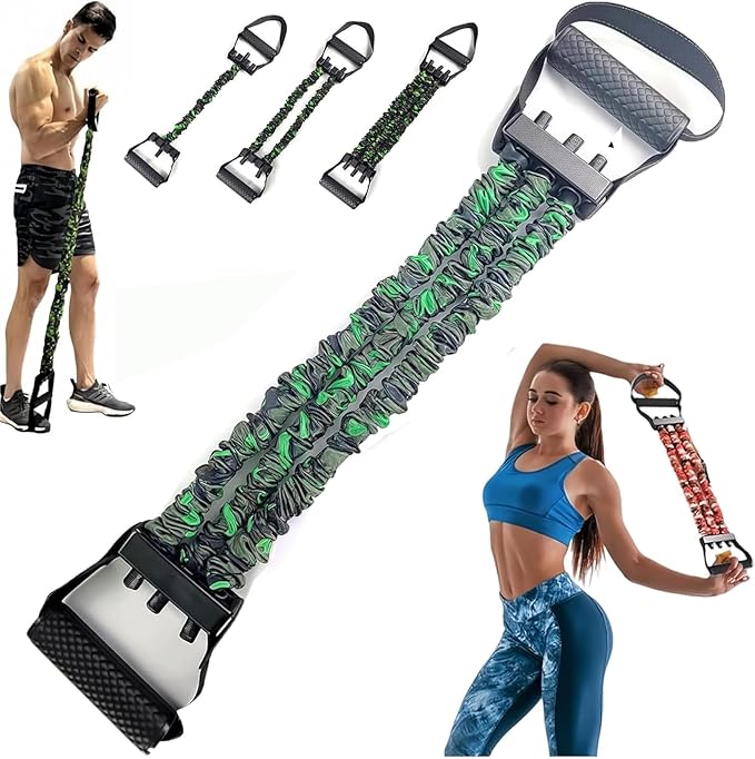 Natural Latex 3-Hole Resistance Stretcher,Chest Expander Stretch Bands for Men,2025 New 3-Way Natural Latex Resistance Band-GravixFit