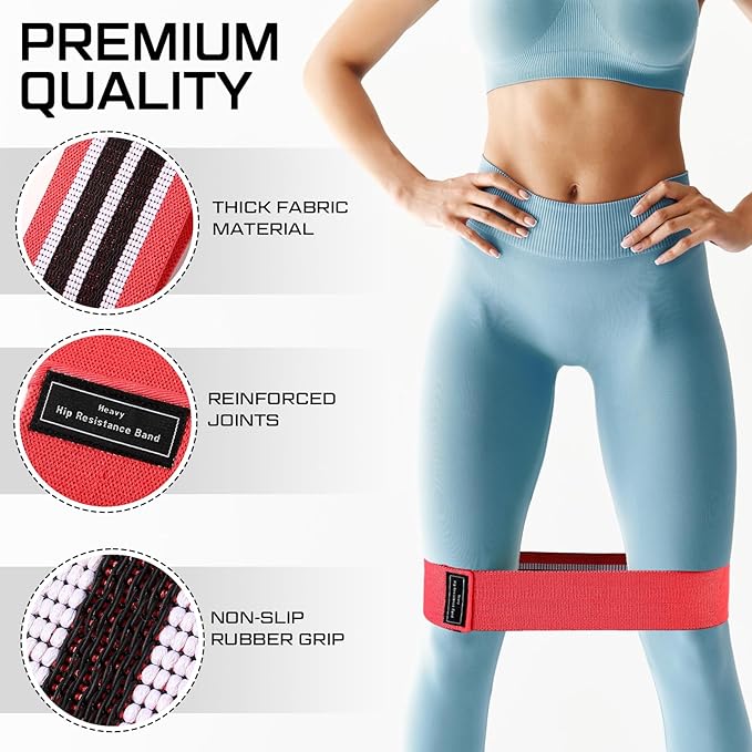 12 Pcs Fabric Resistance Bands for Working Out Booty Workout Stretch Exercise Bands Non Slip for Legs Squat Resistance Loop for Women Men Starter Butt Hip Thigh Fitness-GravixFit