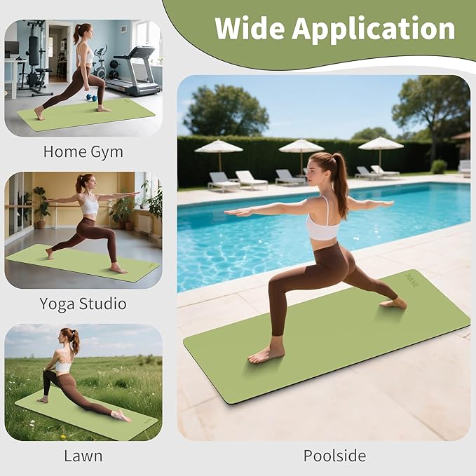 HAHE Non Slip Yoga Mat Wide, (72"L X 32"W, 0.24" Thick) Large Fitness Exercise Mat with Carrying Strap, Eco-Friendly POE Yoga Mats for Home, Gym, Pilates, Stretching-GravixFit