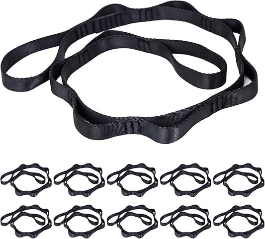 10PCS Nylon Daisy Chain Straps 23 KN for Aerial Yoga Hammock Swing Adjustable Aerial Silk Extender Hanging Rope for Aerial Yoga Belts 3.6FT 5.9FT Long-GravixFit