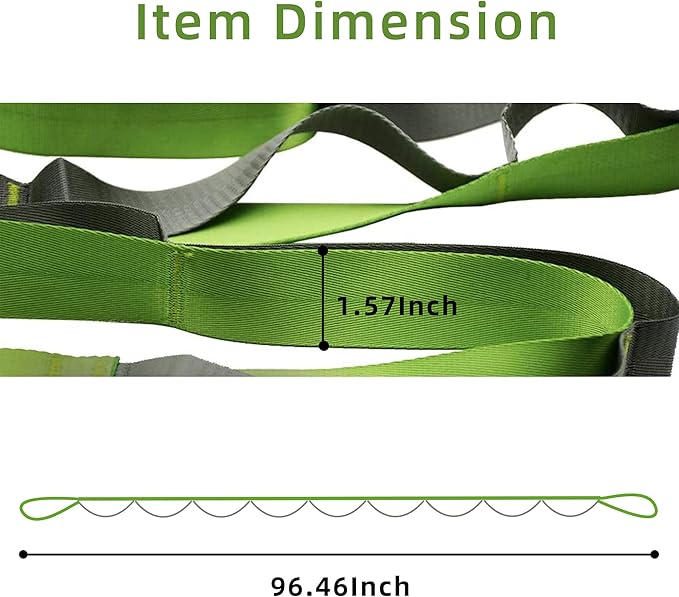SANKUU Yoga Straps Stretching Strap with 12 Loops Workout Poster, Straps for Stretching Physical Therapy Equipment Long Stretch Out Bands for Exercise, Pilates and Gymnastics for Women Men-GravixFit
