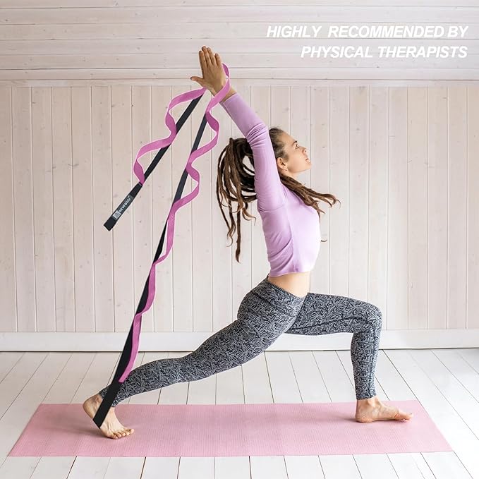 Premium Durable Stretch Straps with Loops, Stretching Strap for Physical Therapy, Multi-Loop Yoga Strap Fitness Exercise Strap for Yoga, Pilates, Dance, Flexibility&Exercise-GravixFit