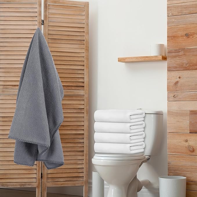 JML Microfiber Towels, Bath Towel Sets (6 Pack, 27" x 55") - Extra Absorbent, Fast Drying, Multipurpose for Bath, Swimming, Fitness, Sports, Yoga, Violet/Coffee/Blue-GravixFit