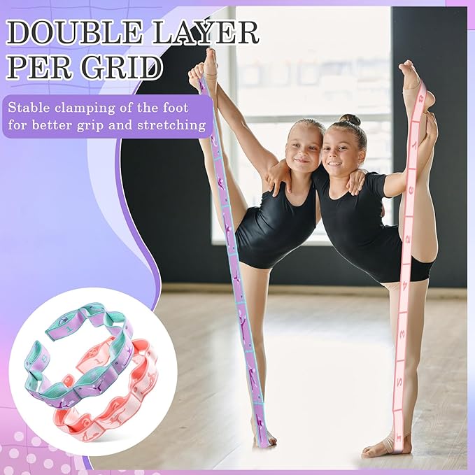 Stretch Strap for Kids Elastic Gymnastics Stretching Ballet Dance Band with 8 Loops Adjustable Exercise Training Resistance Strap for Children Stuff Pilates Latin Yoga Equipment-GravixFit