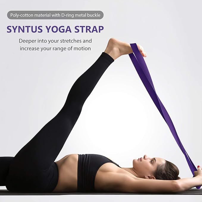 Syntus Yoga Block and Yoga Strap Set, 2 Soft Non-Slip Yoga Blocks 9×6×4 inches, 8FT Metal D-Ring Strap for Yoga, General Fitness, Pilates, Stretching and Toning-GravixFit