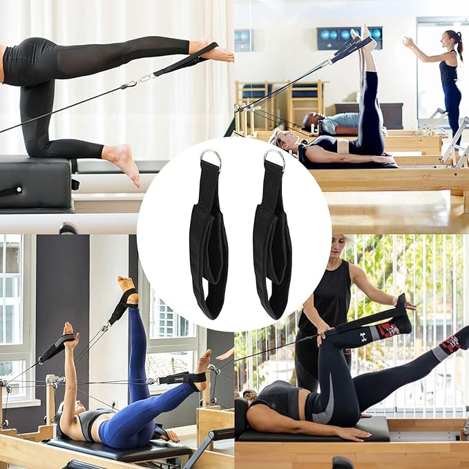 Pilates Double Loop Straps for Reformer, D Ring Straps Handle, Yoga Exercise Straps, 2 PCS-GravixFit
