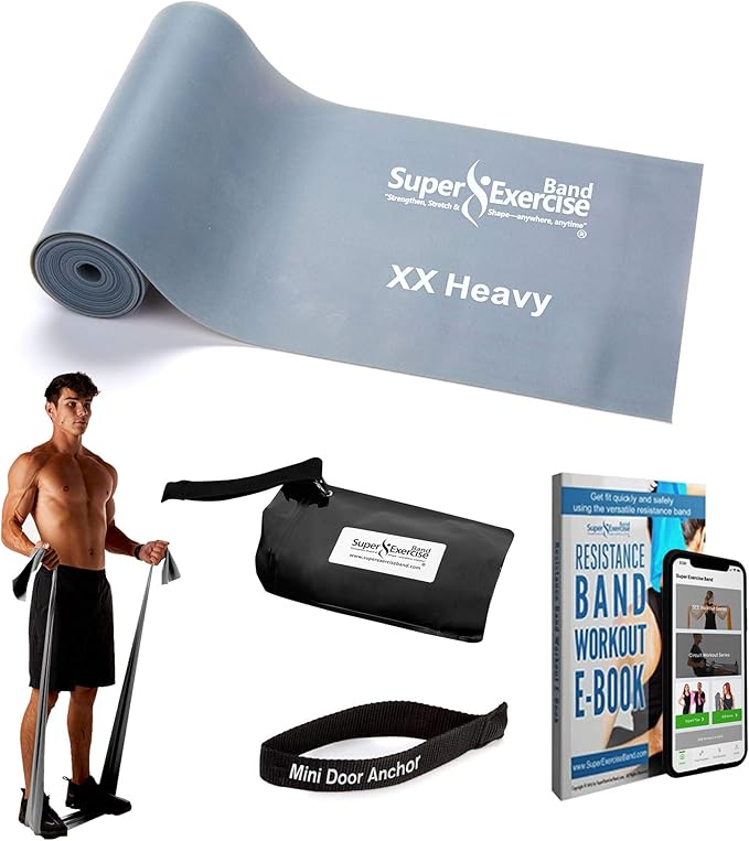 7Ft Long Resistance Bands for Stretching - Resistance Bands Set with Door Anchor - Exercise Bands Including Carry Pouch, E-Book & App - Latex-Free Workout Bands-GravixFit