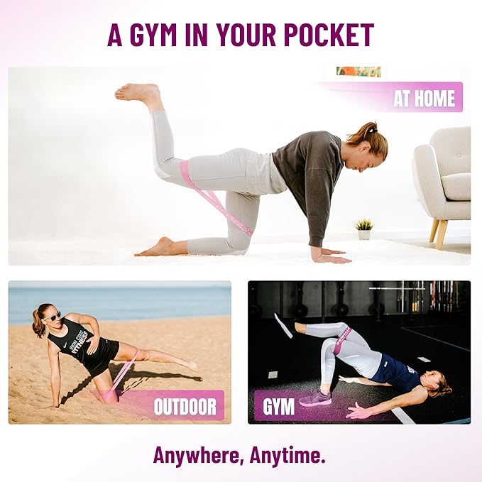 Fabric Mini Resistance Bands Sets for Trainers, Bootcamp, Gym for Men and Women in Fun Colors - Ebook, Videos and Workout Chart Included by Iron Core Fitness-GravixFit