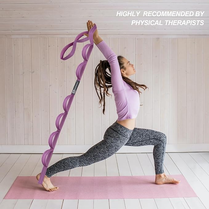 Premium Durable Stretch Straps with Loops, Stretching Strap for Physical Therapy, Multi-Loop Yoga Strap Fitness Exercise Strap for Yoga, Pilates, Dance, Flexibility&Exercise-GravixFit