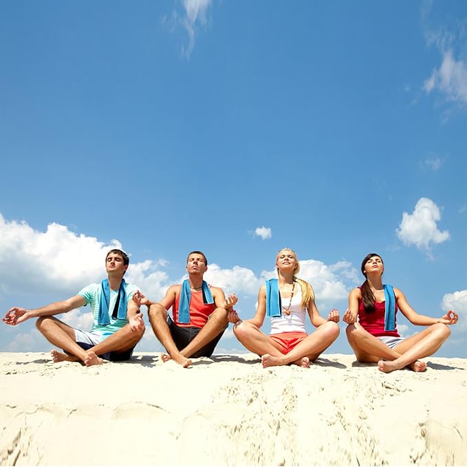 Biange Cooling Towel (Pack of 20, 40"x12") with Pouches for Sports, Workout, Fitness, Gym, Yoga, Golf, Pilates, Travel, Camping & More-GravixFit