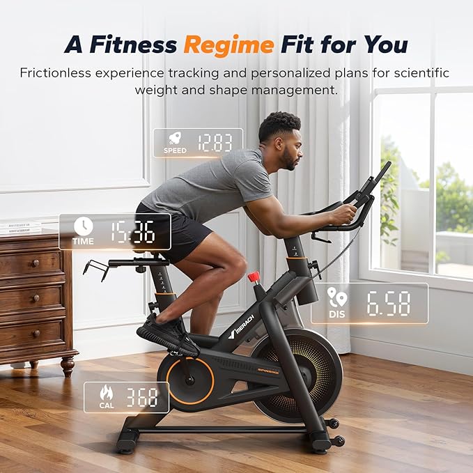 MERACH Magnetic Exercise Bike, Indoor Cycling Bike with Self-Developed App, 350 lbs Weight Capacity & 40 lbs Flywheel, Stationary Bike for Home Gym Fitness