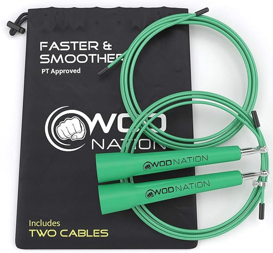 WOD Nation Adjustable Speed Jump Rope For Men, Women & Children - Blazing Fast Fitness Skipping Rope Perfect for Boxing, MMA, Endurance-GravixFit