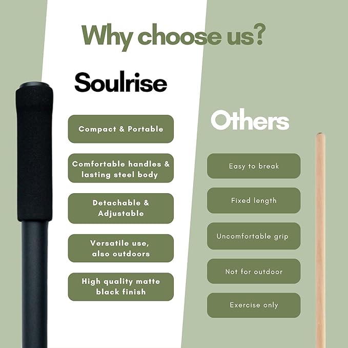 Yoga Stick for Mobility Exercise, Stretching, Pilates, Physical therapy, Fitness and other Workout - Adjustable 5 ft Pole will fix Posture, Stretch, Balance and Flexibility Training - Incl free E-book-GravixFit