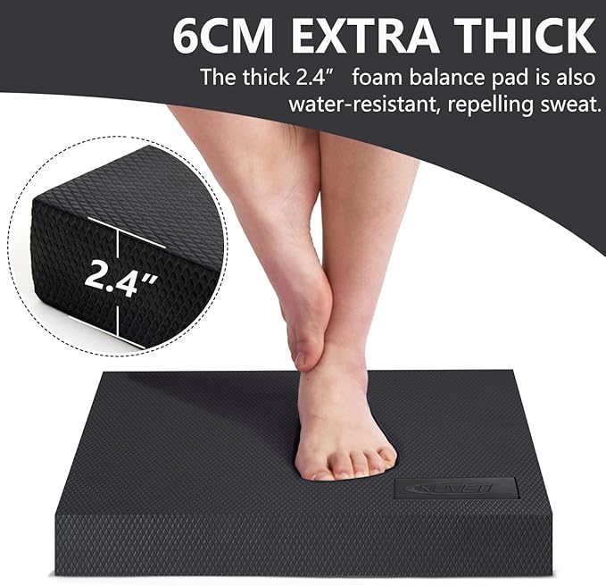 nuveti Large Balance Pad - TPE Non-Slip Mat for Fitness & Balance Exercises,Yoga, Physical Therapy, Knee Cushion Slip Resistant Foam Mat for Yoga & Balance Training, Board Foam for Strength Training, Kneeling Pads for Home Gym Exercise（20''x16''x2.4''）-GravixFit