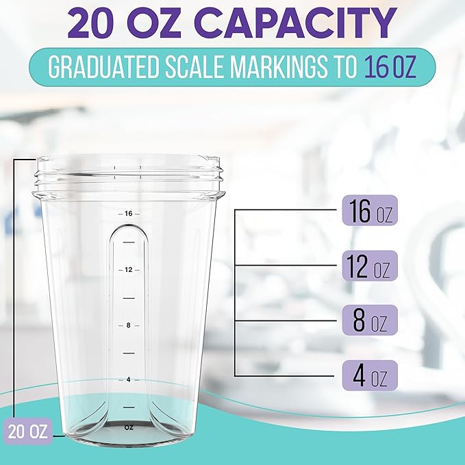 '-2 Pack- 20 oz Protein Shaker Bottles for Protein Mixes - 2x Wire Whisk, Leak Proof Shaker Cups for Protein Shakes and Pre Workout, Protein Shaker Bottle Pack, Protein Mixer Cup (Clear Prime)-GravixFit