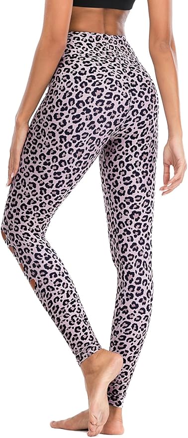 DIBAOLONG Womens High Waist Yoga Pants Cutout Ripped Tummy Control Workout Running Yoga Skinny Leggings-GravixFit