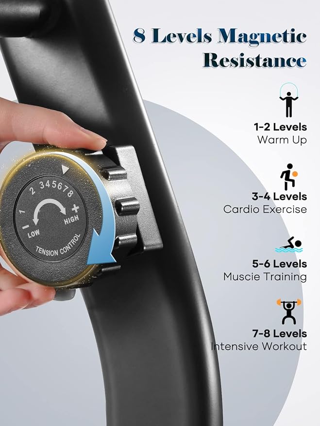 Exercise Bike Recumbent Exercise Bike for Home Stationary Bike Sturdy Quiet 8 Levels Large Comfortable Seat Heart Rate Handle & Device Holder 300 LB Weight Capacity