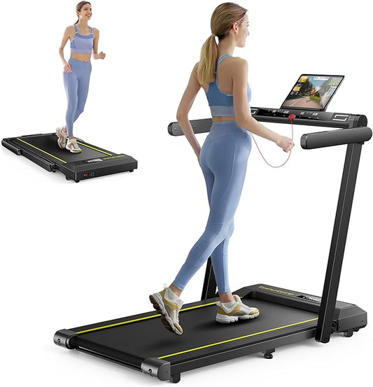 Walking Pad Treadmill with 12% Incline, 4 in 1 Folding Treadmill for Home/Office with Handle Bar, 2.5HP Under Desk Treadmills Portable Walking Pad with App & Bluetooth Speaker, 0.6-10MPH-GravixFit