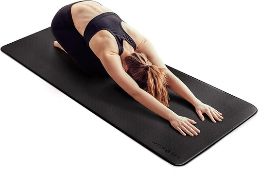 MICRODRY Deluxe Fitness Exercise Yoga Mat for Home & Gym, Extra Thick for High Impact Training, Multi Layered Skid Resistant Surface, Odor Neutralizing with Carrying Strap-GravixFit