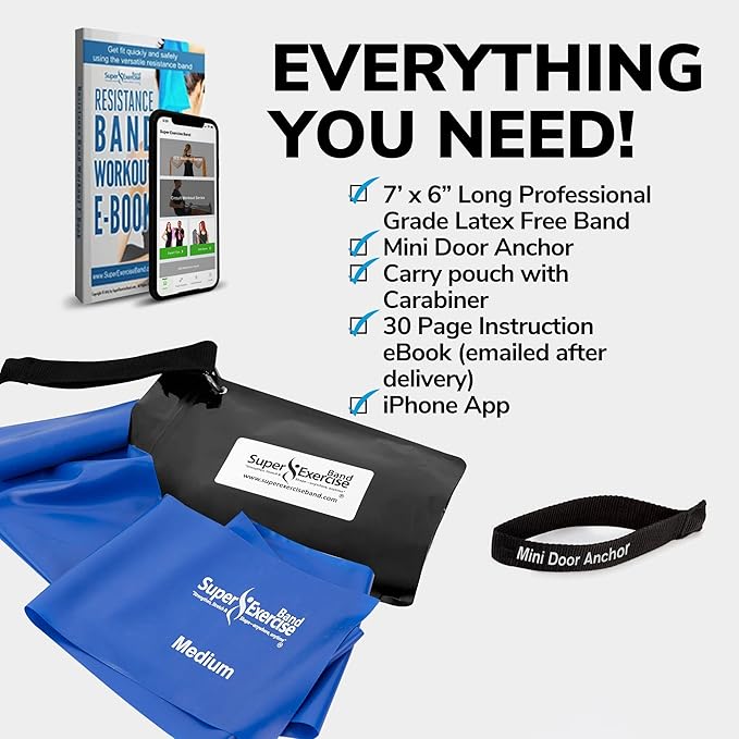 7Ft Long Resistance Bands for Stretching - Resistance Bands Set with Door Anchor - Exercise Bands Including Carry Pouch, E-Book & App - Latex-Free Workout Bands-GravixFit