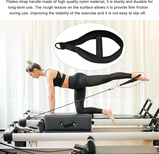 Pilates Double Loop Straps for Reformer, D Ring Straps Handle, Yoga Exercise Straps, 2 PCS-GravixFit