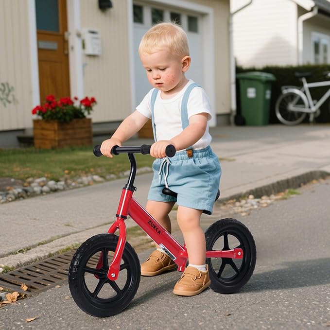 12 inch Toddler Balance Bike Adjustable Handlebar & Seat Anti-Slip Grip Suitable for 2-5 Years Old with Footrest Lightweight for Tolddlers Boys Girls Multiple Colors to Choose-GravixFit