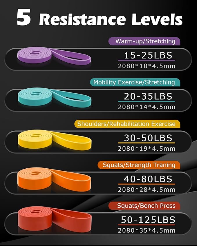 Zacro Resistance Bands, 6 Resistance Levels Pull Up Assistance Bands, Exercise Bands for Men&Women, Heavy Duty Resistance Band Set with Door Anchor, for Working Out, Muscle Training, Physical Therapy-GravixFit