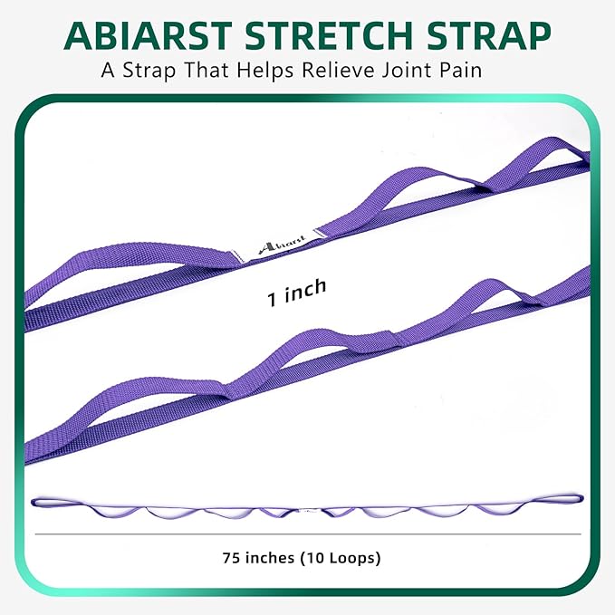 Stretching Strap Yoga Straps for Physical Therapy, 10 Loops Non-Elastic Stretch Band for Pilates, Flexibility, Exercise and Gymnastics-GravixFit