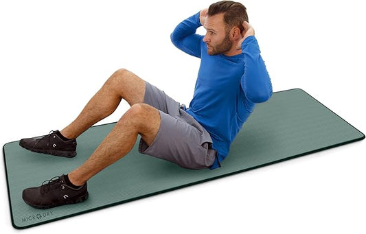MICRODRY Deluxe Fitness Exercise Yoga Mat for Home & Gym, Extra Thick for High Impact Training, Multi Layered Skid Resistant Surface, Odor Neutralizing with Carrying Strap-GravixFit