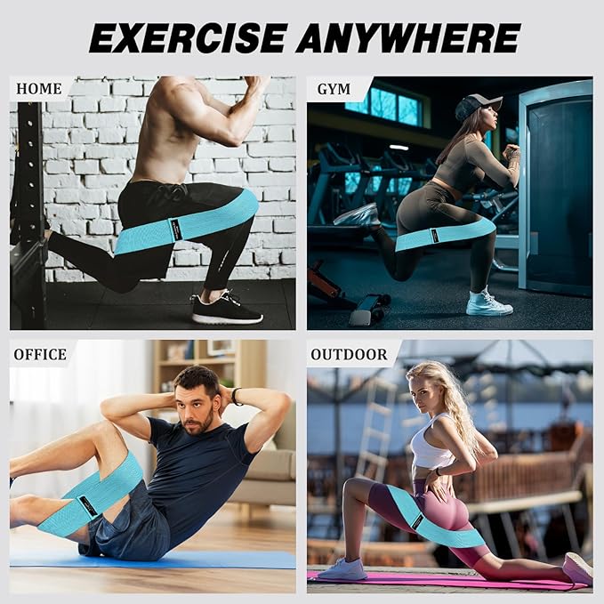 12 Pcs Fabric Resistance Bands for Working Out Booty Workout Stretch Exercise Bands Non Slip for Legs Squat Resistance Loop for Women Men Starter Butt Hip Thigh Fitness-GravixFit
