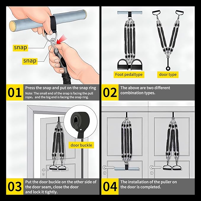 Multifunction Tension Rope, 2 Tubes Stretch Yoga Pedal Tension Strap, Adjustable Resistance, Tension Rope Fitness Equipment-GravixFit