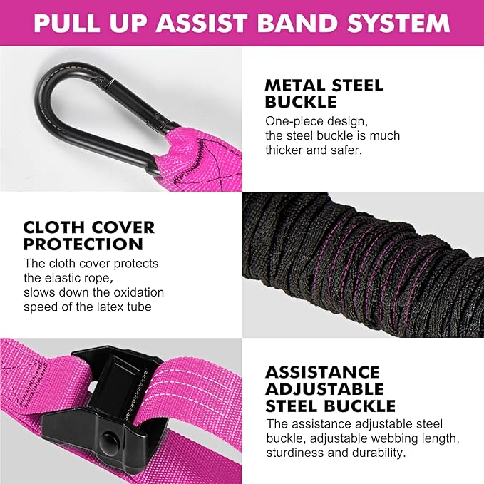 HPYGN Pull Up Assistance Bands, Heavy Duty Resistance Band for Pull Up Bar, Adjustable Weight/Size with Fabric Feet/Knee Rest, Bands for Pull Up Assist for Strength Training, Pull Up Assist Band-GravixFit