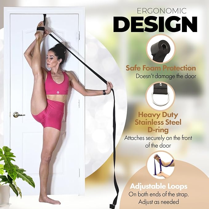 Pilates Stretching Strap with Door Anchor - Flexibility Equipment for Pilates Practitioners - Ideal for Improving Leg Flexibility, Core Stability, and Posture Alignment at Home-GravixFit