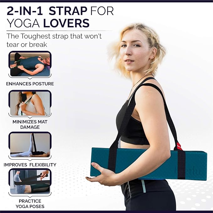 Yoga Mat Straps 2 in 1 - Cotton - Adjustable anti-slip straps for yoga, pilates, stretching, for carrying mats-GravixFit