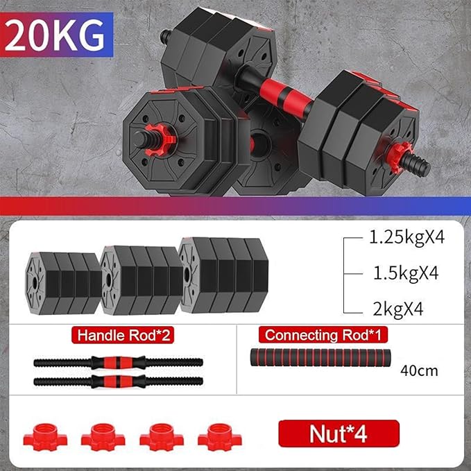 Adjustable Dumbbell Set, 5-44 lbs Free Weight Set with Connector for Barbell, Dumbbells, Push-Up Options, Fitness Exercises for Home Gym Suitable Men/Women-GravixFit