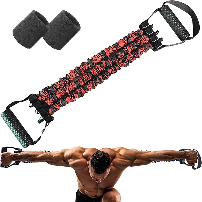 Natural Latex 3-Hole Resistance Stretcher, 2025 New Chest Expander Stretch Bands for Men, High Elasticity & Tear Resistant Exercise Bands with Handles, Full-Body Basic Training-GravixFit