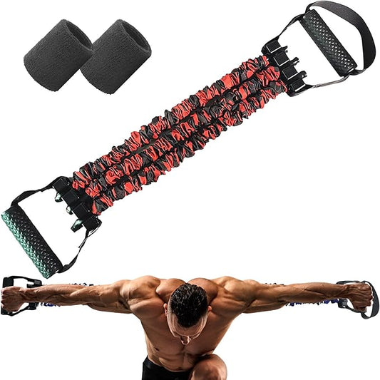 Natural Latex 3-Hole Resistance Stretcher, 2025 New Chest Expander Stretch Bands for Men, High Elasticity & Tear Resistant Exercise Bands with Handles, Full-Body Basic Training-GravixFit