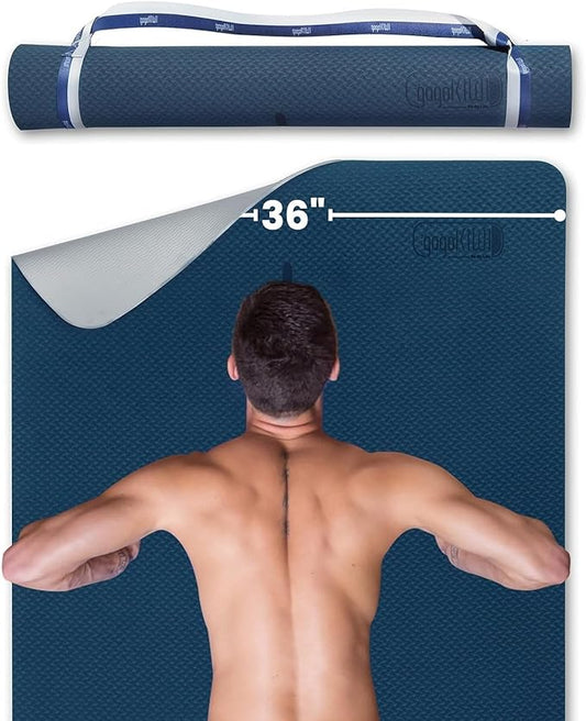 Extra Wide Yoga Mat for Men Women (72"L x 36"W) Non Slip Fitness & Exercise Mat with Alignment Marks for Yoga, Pilates, Floor Workouts-GravixFit