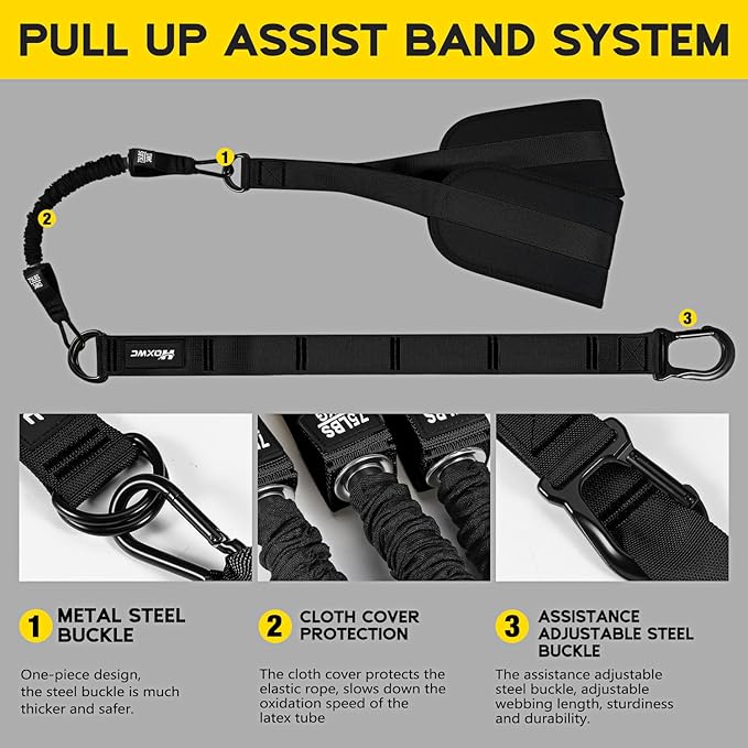Pull Up Assistance Bands, Adjustable Heavy Duty Resistance Band for Pull Up, 3 Pull Up Bands, Comfortable Fabric Feet/Knee Rest, Assistance Bands for Pull-Up, Home Fitness, Body Stretching-GravixFit