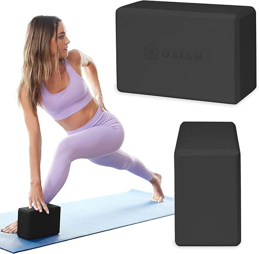 Gaiam Yoga Block - Supportive Latex-Free Eva Foam - Soft Non-Slip Surface with Beveled Edges for Yoga, Pilates, Meditation - Yoga Accessories for Stability, Balance, Deepen Stretches-GravixFit