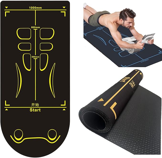 Non-Slip Workout Mat for Ab Roller Wheel, Exercise Mat with Storage Bag, 7mm Extra Thick Exercise Equipment Yoga Floor Mats Home & Gym Sound Insulation Protection Pads-GravixFit